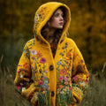 Vintage Cottage Wild Flowers Embroidered Cozy Knit Hooded Cardigan elevenforest