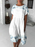 Vintage Japanese Totem Art Flowy Midi Dress