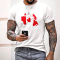 Men's Canada Flag Map Graphics Short Sleeve Casual T-shirt elevenforest