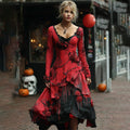 Retro Red Rose Embroidery Beaded Gradient Midi Dress elevenforest
