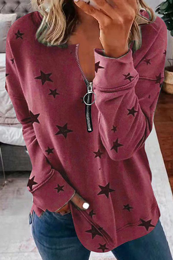 The Stars Patchwork Zipper Collar Hoodies(8 Colors)