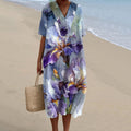 Women's Leisure Holiday Flowers Print Flowy Dress elevenforest