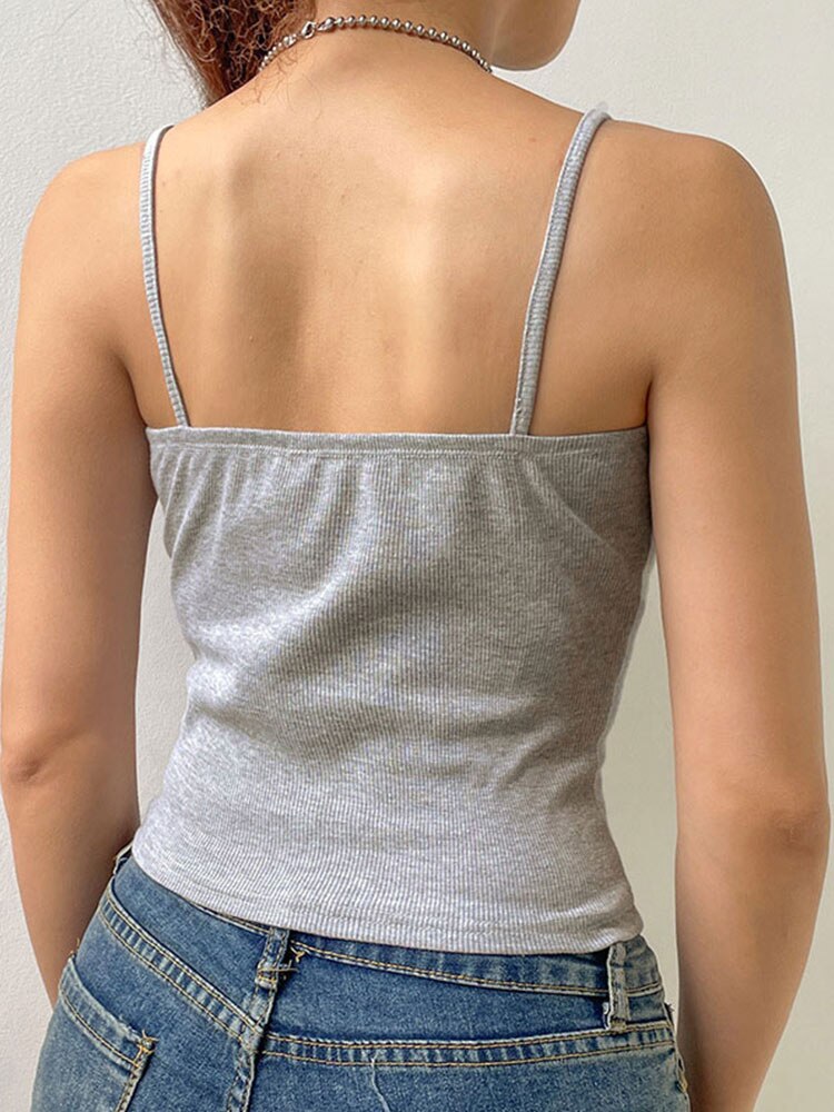 Y2k Bow Knitted Crop Top Lace V Neck Mini Vest Basic Camis Harajuku Grey Sweats Aesthetic Korean Tee