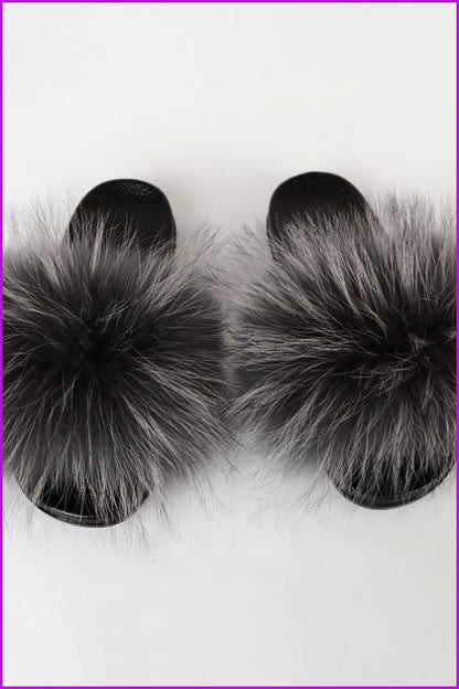{5-7 Days Wait for Make} New Color Raccoon Fur Slides F581