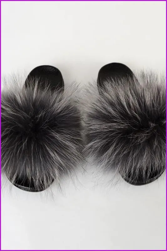 {5-7 Days Wait for Make} New Color Raccoon Fur Slides F581