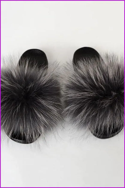 {5-7 Days Wait for Make} New Color Raccoon Fur Slides F581