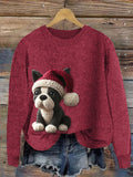 Comstylish Boston Terrier Dog Crochet Art Cozy Knit Sweater