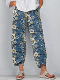 Women's Boho Lace Floral Embroidered Linen Blend Pants elevenforest