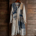 Japanese Floral Sashiko Patchwork Lace Flowy Maxi Dress elevenforest