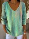 Women's Casual V-Neck Gradient Shirt 