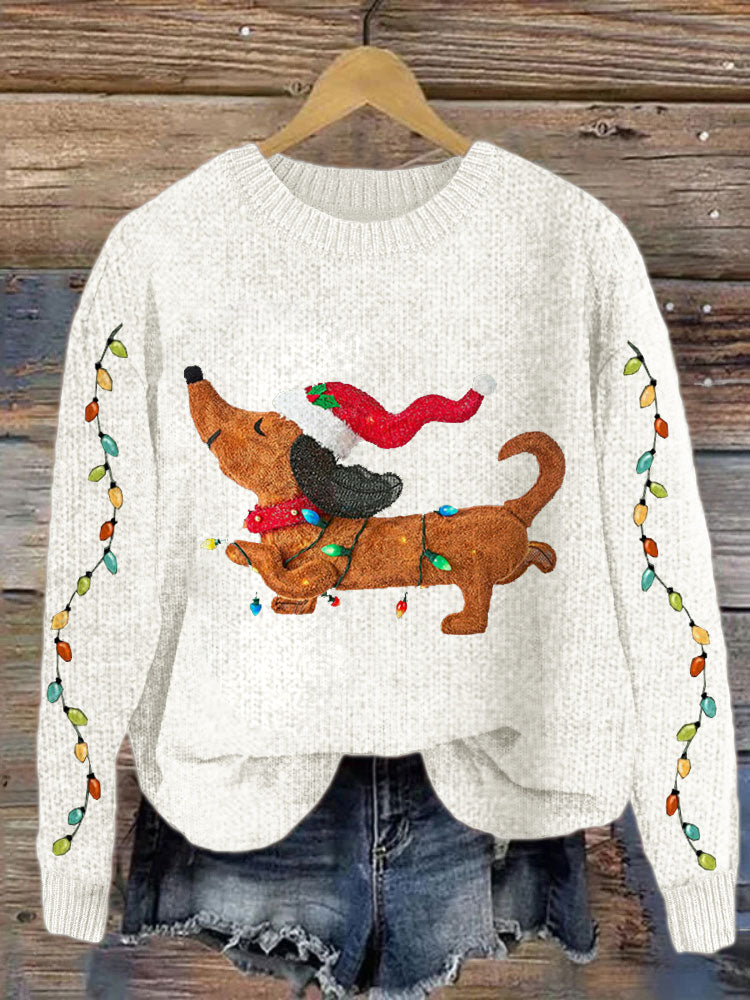 Comstylish Women's Merry Christmas Cute Dog Print Sweater