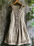 Medieval Viking Celtic Knot Patchwork Linen Tank Dress elevenforest