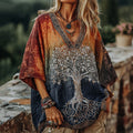 Women's Viking Tribal Tree Of Life In Rainbow Art Casual Shirt elevenforest