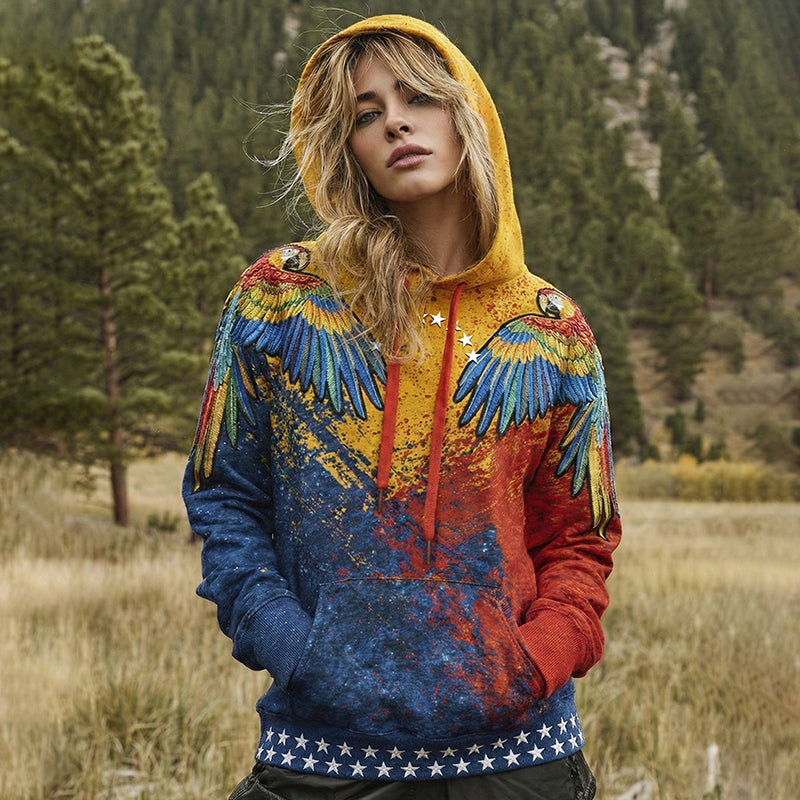 Women's Venezuelan Parrot Contrast Hoodie elevenforest