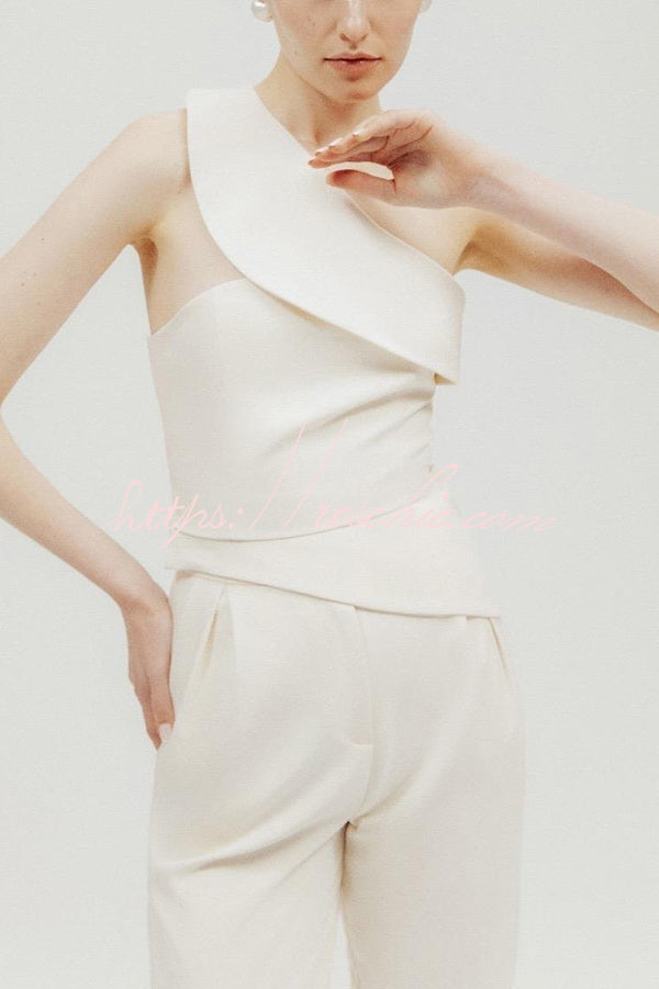 Color Slim Fit Sleeveless Tank Top and High Waisted Pocket Wideleg Pants Set