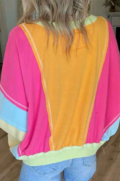 Colorblock Rose Red Sweatshirt