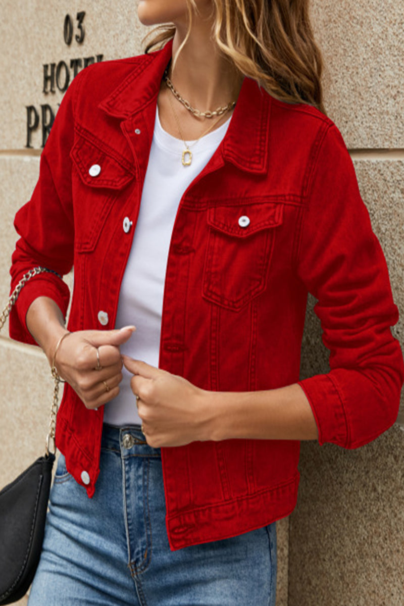 Street Patchwork Turndown Collar Outerwear