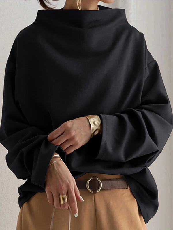 Color High-neck Long Sleeves T-shirt