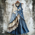 Vintage Starfish And Shell Patchwork Art Comfy Tank Dress elevenforest