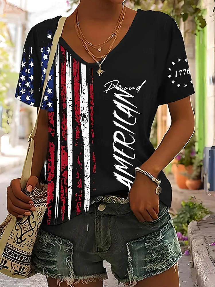 Comstylish Independence Day Women's Patriotic 4th Of July T-shirt