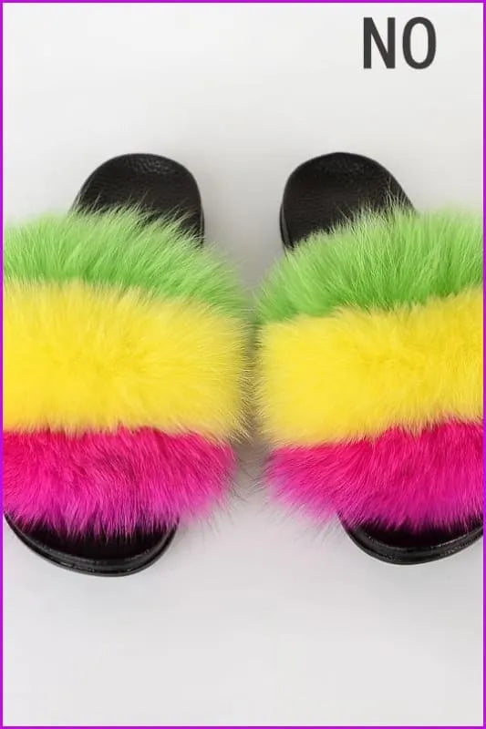 {5-7 Days Wait for Make} New Color Fox Fur Slides F639