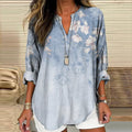 Comstylish Vintage Magnolia Flower Art Painting Casual Blouse