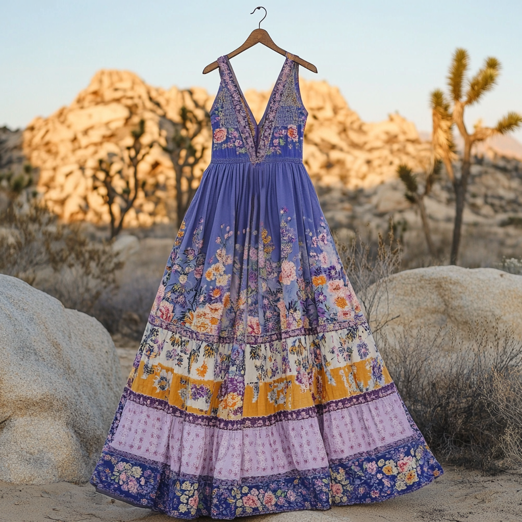 Women's Fashion Lavender Floral Pattern Sleeveless Dress elevenforest