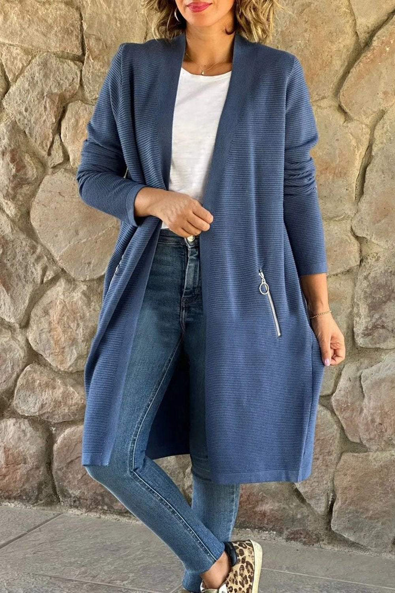 Color Knitted Sweater Long Coat