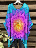 Women's Vintage Timeless Leaf Pattern Crew Neck Top
