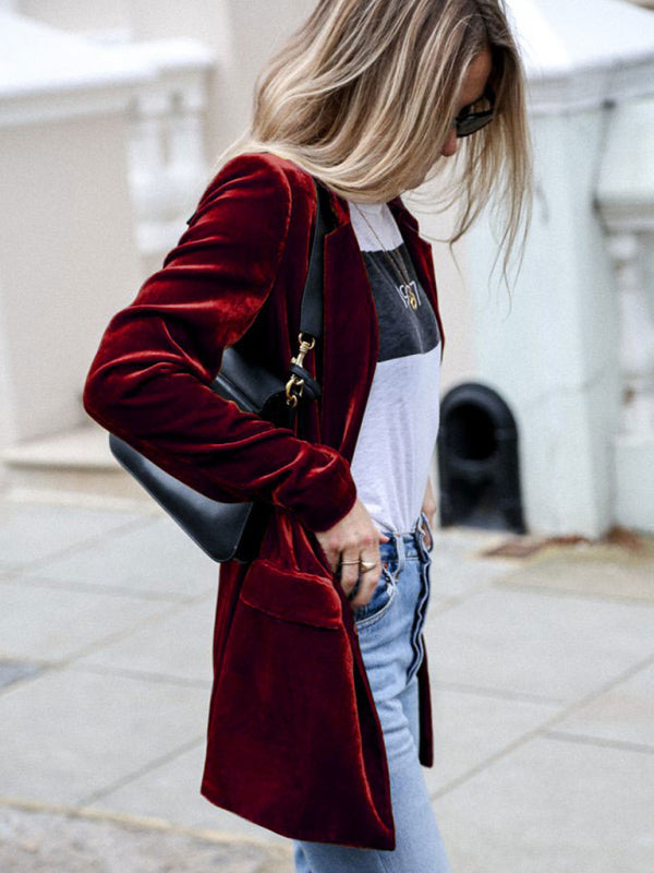 New Color Suit Cardigan Mid-length Jacket