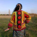 Comstylish Vintage Floral Art Chunky Knitted Sweater