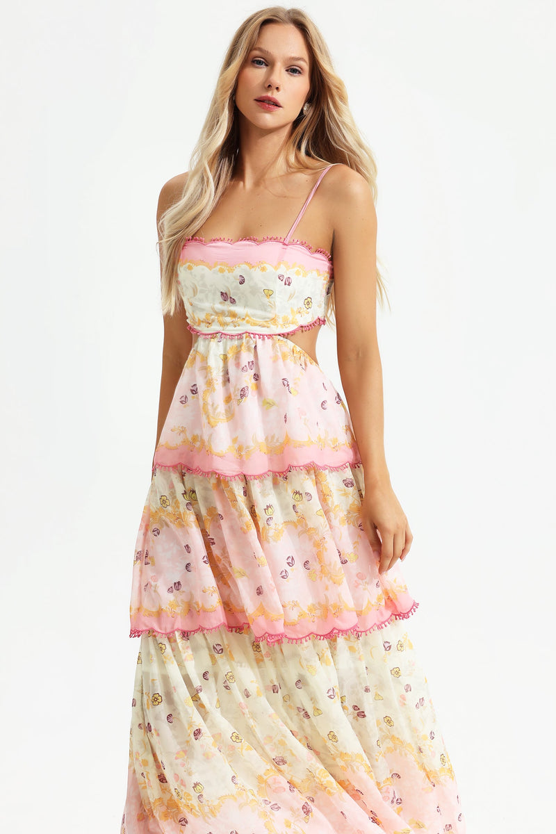 Cami Tiered Ruffle Hem Backless Maxi Dress