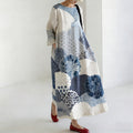 Comstylish Women's Japanese-style Linen Dress With Floral Pattern