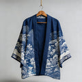 Japanese Mountains Landscape Lino Art Linen Kimono elevenforest