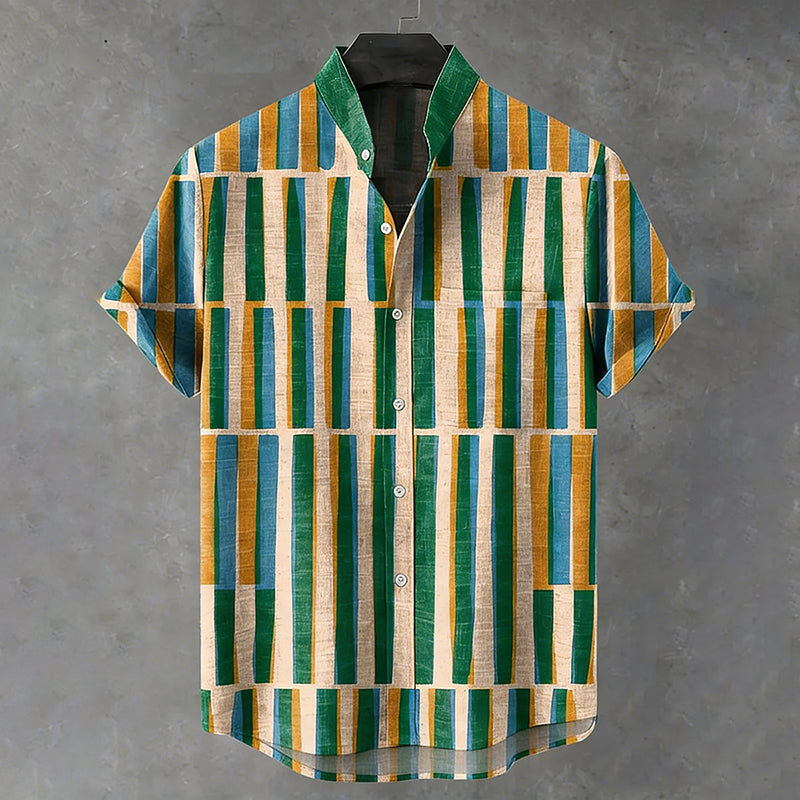 Men's Vintage Geometric Pattern Casual Shirt elevenforest