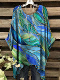 Women's Retro Glass Window Abstract Print Top