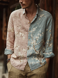 Bohemian Retro Style Floral Print Men's Long-sleeve Shirt elevenforest