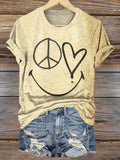 Hippie Smile Art Print Casaul Short Sleeve T-shirt