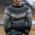 Vintage Norwegian Knit Fair Isle Jacquard Crew Neck Sweater elevenforest