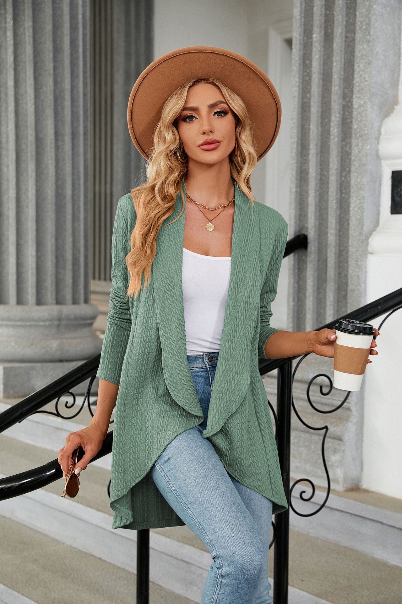 Autumn Winter Long Sleeve Color Loose Cardigan Top Knitting Coat