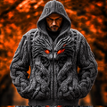 Men's Viking Dragon Style Celtic Thick Zip Hooded Sweater elevenforest