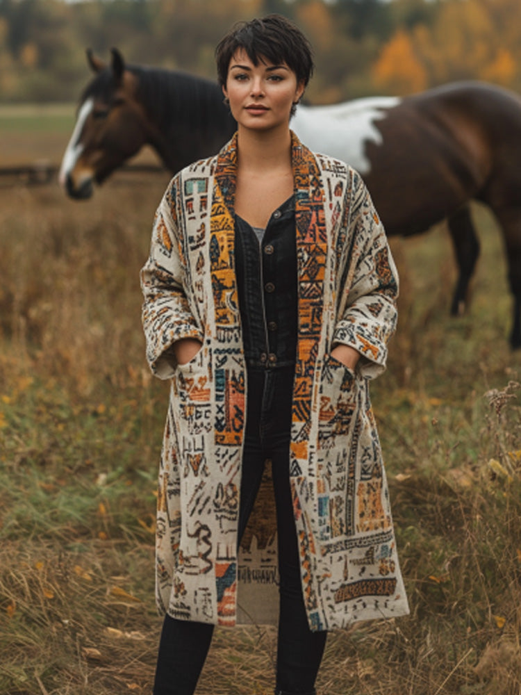 Women's Vintage Bohemian Print Cardigan elevenforest