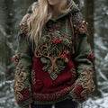 Comstylish Women's Celtic Tree Of Life Christmas Tree Knit Hooded Sweater