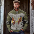 Men'S Outdoor Fisherman Jacquard Knit Zipper Sweater elevenforest