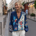 Women's Patchwork Art Floral And Bird Pattern Comfortable Top elevenforest