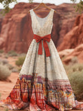Vintage Mountain Map Women's V-neck Vest Dress elevenforest