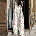 Women's Bohemian Floral Art Linen Jumpsuit elevenforest