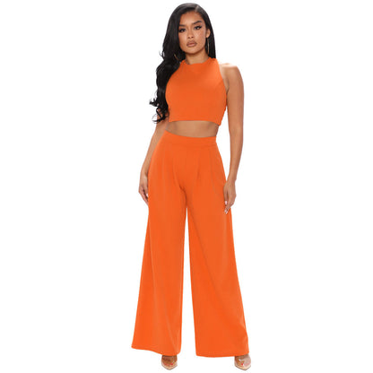 Cropped Tank Top and Flare Pants Set – Sports Two Piece