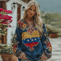 Women's Vintage Venezuelan Flag Floral Pattern Casual Linen Shirt elevenforest