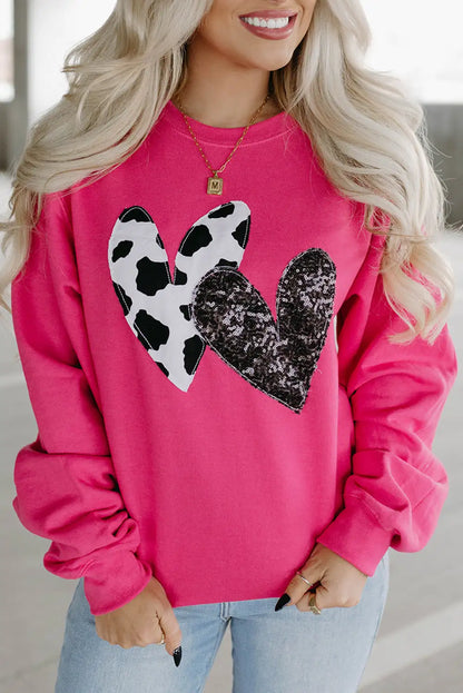 Strawberry Pink Cow Sequin Sweatshirt